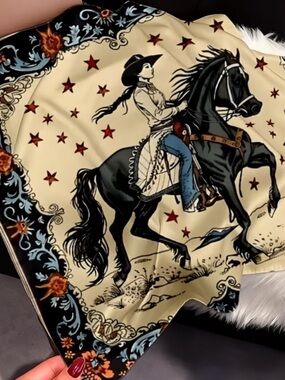 Western Cowgirl Star Square Scarf | Vintage Rodeo Style